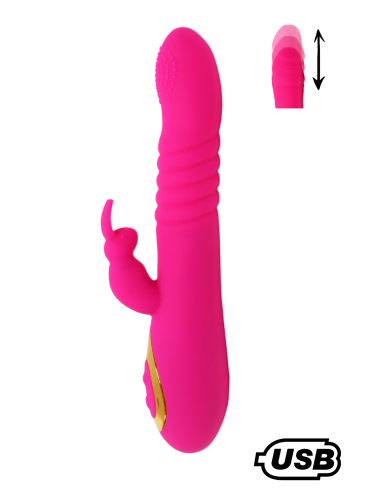 TWIST 2 Rosa, Vibrador USB tipo conejo de ida y vuelta en silicona médica, con 18 modos de estimulación - BQ587PNK