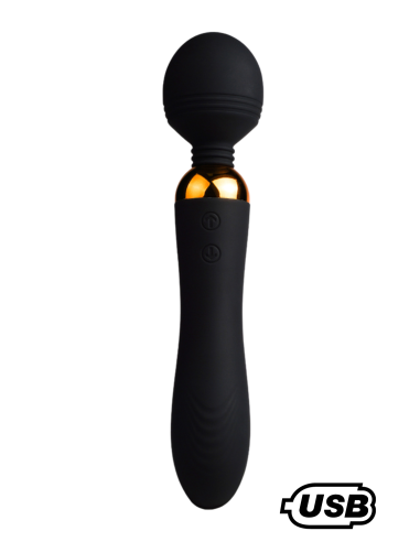 SHAKE Black, USB Wand Vibrator in medical silicone with 2 powerful independent motors - BQ107BLK