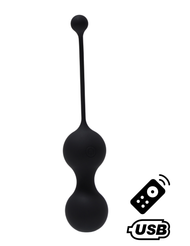 MINA Noir, Boules de Geisha en silicone médical USB avec télécommande - BQ130BLK