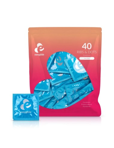 Preservativos acanalados y con cuentas Easyglide - 40 piezas