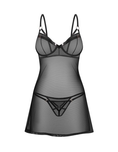 Euridia Nightie and thong - Black