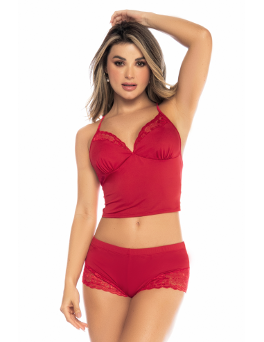 2-piece red pajamas top and shorts - MAL7533RED