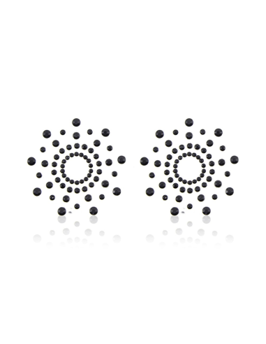 Pair of black rhinestone adhesive nipple covers - NP-1030BLK