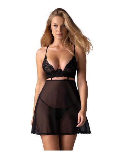 Nutris babydoll en string - Zwart